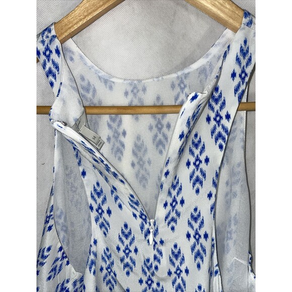 Joie Sleeveless Silk Blouse Size M White Blue - Picture 7 of 9